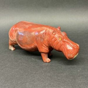 Sculpture Hippopotame en Bois Fossilisé