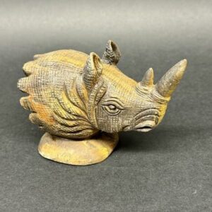 Sculpture Rhinocéros en Œil de Tigre