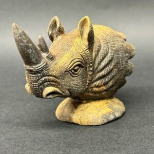 Sculpture Rhinocéros en Œil de Tigre