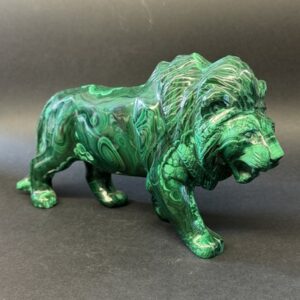 Lion en malachite – Sculpture d’exception